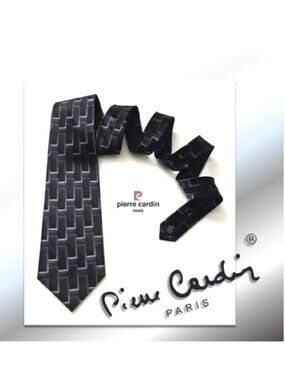 PIERRE CARDIN 100% Silk Mens NeckTie Grey Silver